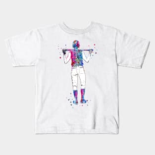 Girl Softball Player Kids T-Shirt